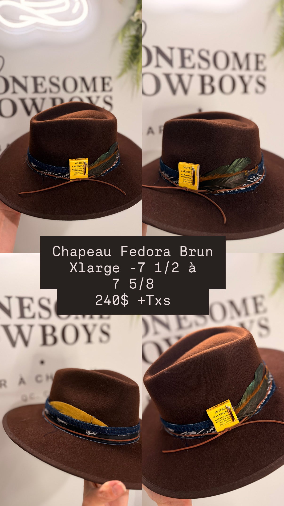 Chapeau Fedora XLarge (brun)  tel quel