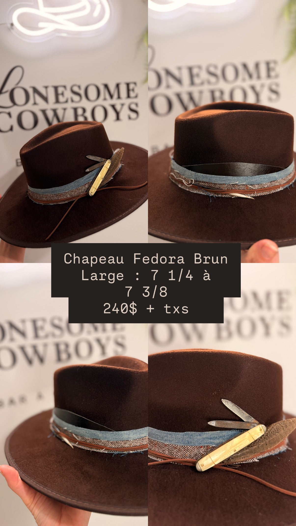 Chapeau Fedora Large (brun) tel quel