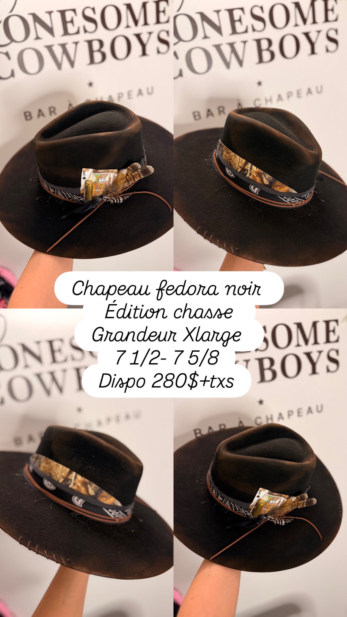 Chapeau Fedora Noir XLarge