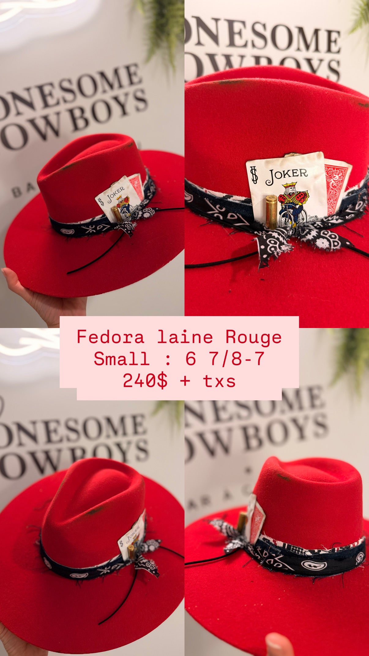 Chapeau Fedora Small Laine (rouge) tel quel