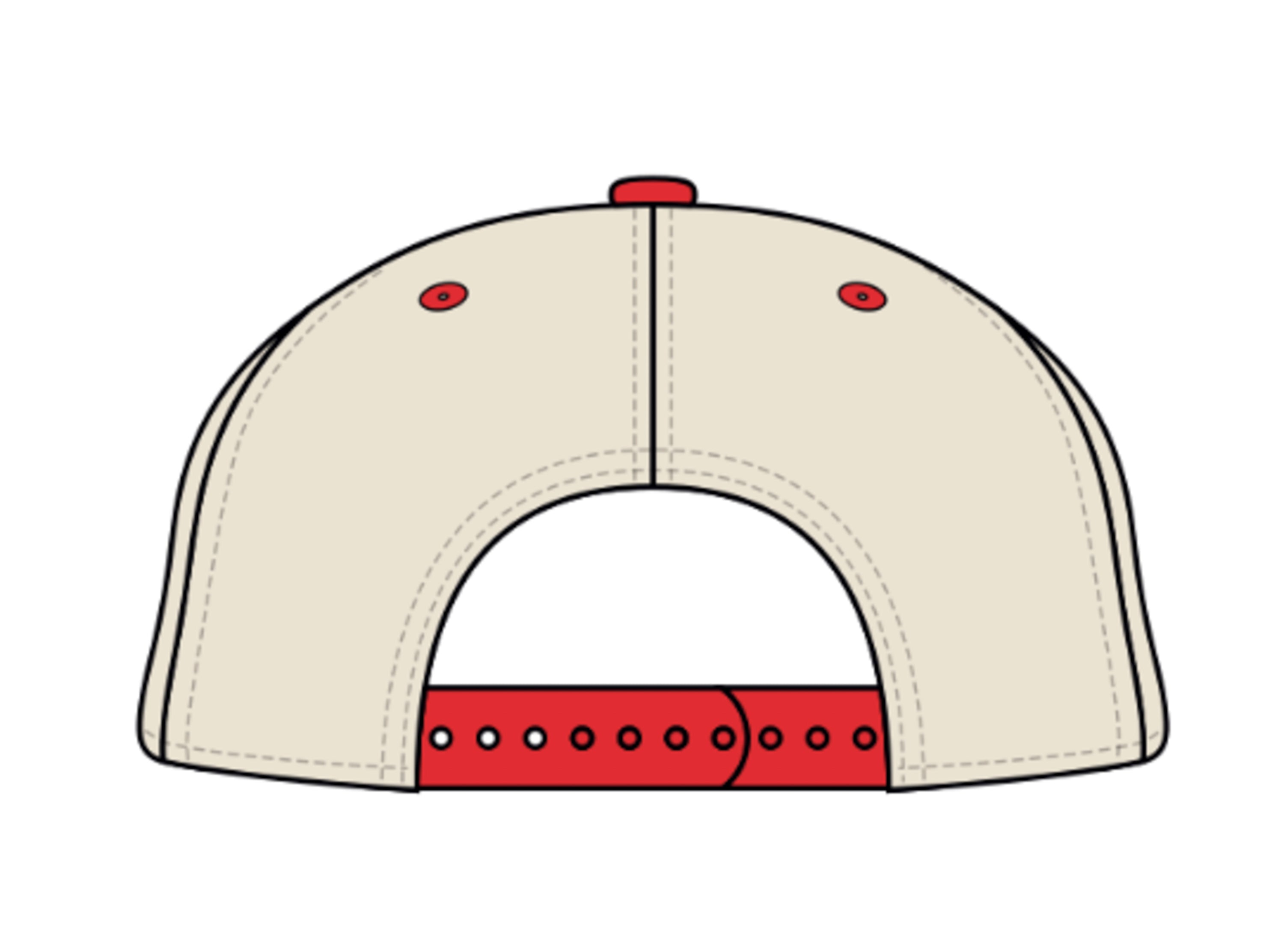 Casquette crème, palette rouge