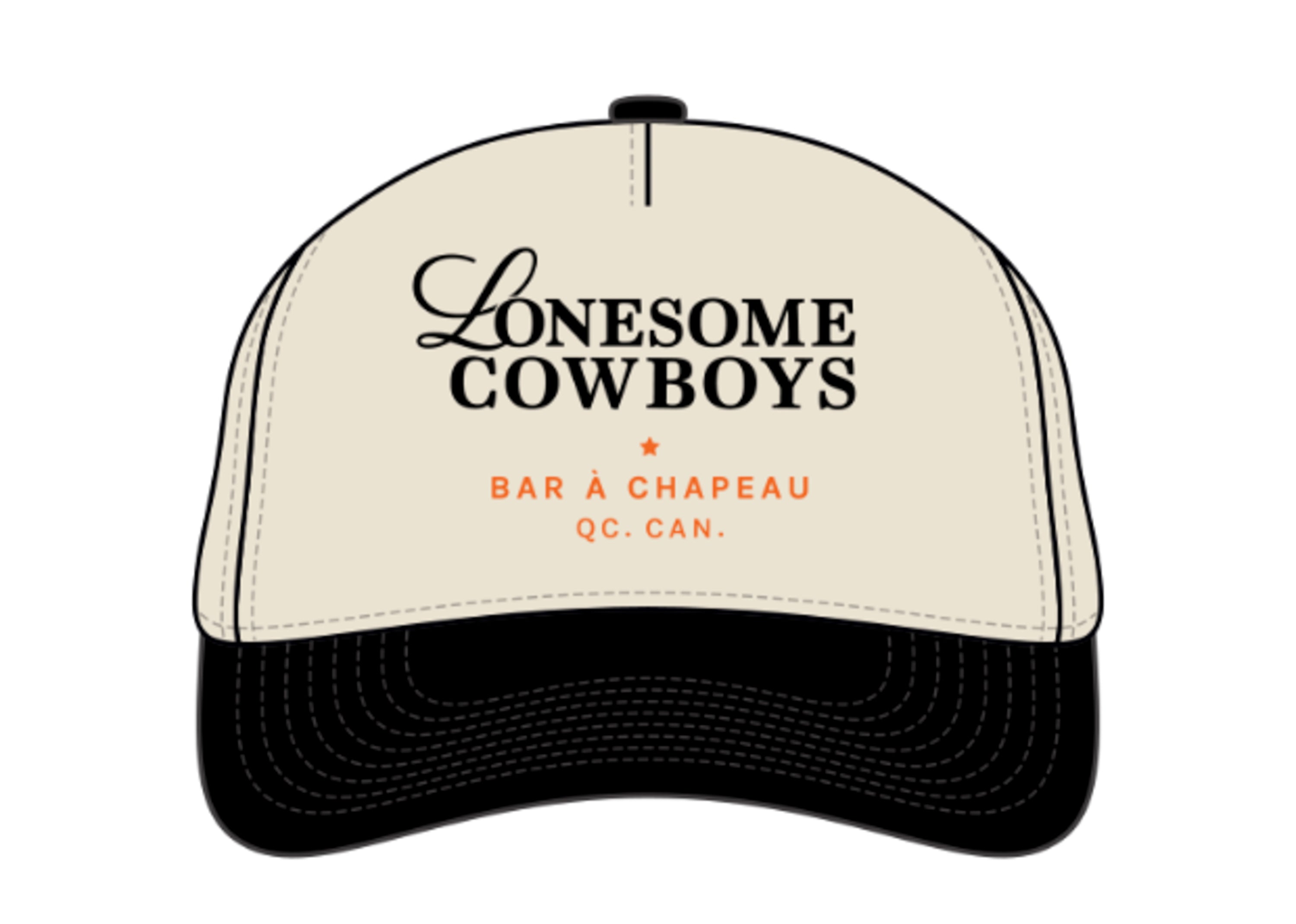 Casquette Crème, Noir et Orange